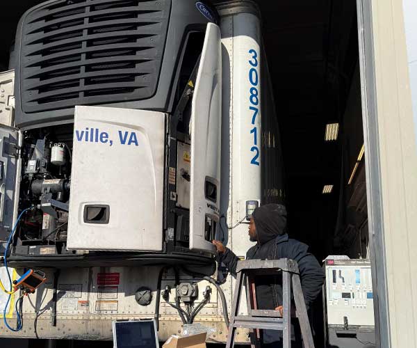 Commercial trailer receiving on-site repair from PennFleet near Conshohocken, PA